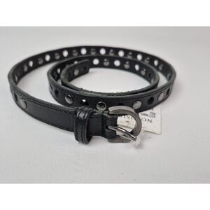 Saint Laurent Women's Black Eyelet Studded Leather Belt 33"